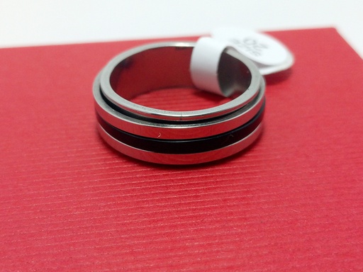 [102530] Anillo Acero con Negro